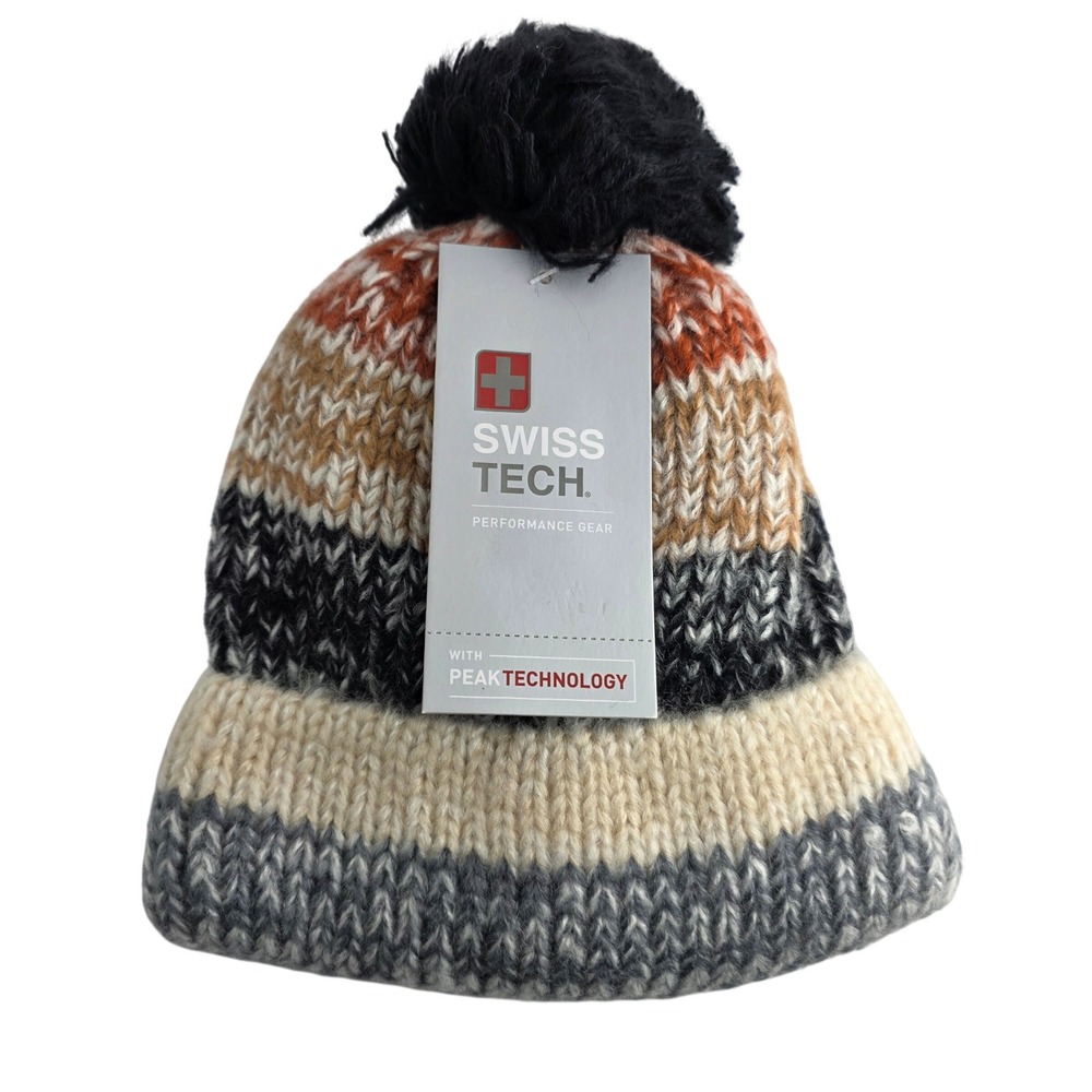 Swiss Tech Toddler‎ Beanie & Mitten Set Brown Multi One Size